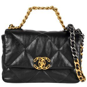 COMING!! CHANEL 19 Handbag Shoulder Bag AS1160 Black Gold - Medium, COA Included